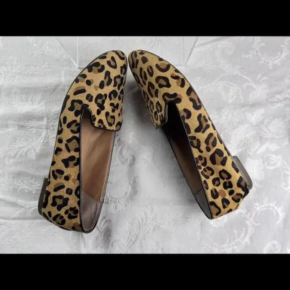 J Crew Womens Flats Size 9.5 Leather Leopard Print Driving Moccasins - Picture 8 of 9